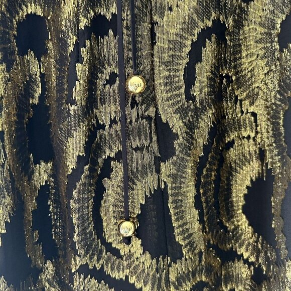 Milly Women's Silk Gold Black Cocktail Evening Mini Dress Size 2 - Picture 9 of 12